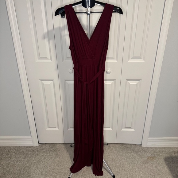 Burgundy maxi dress with side slits XL - Picture 3 of 4
